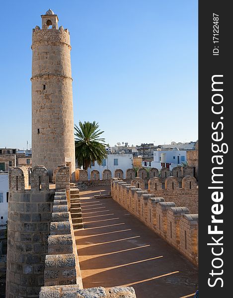 Tower of the Ribat (ancient arab fortress) at Sousse, Tunisia. Tower of the Ribat (ancient arab fortress) at Sousse, Tunisia