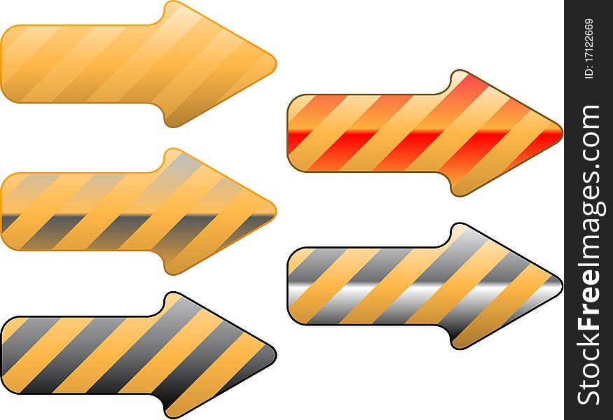 Set of a five orange arrows
