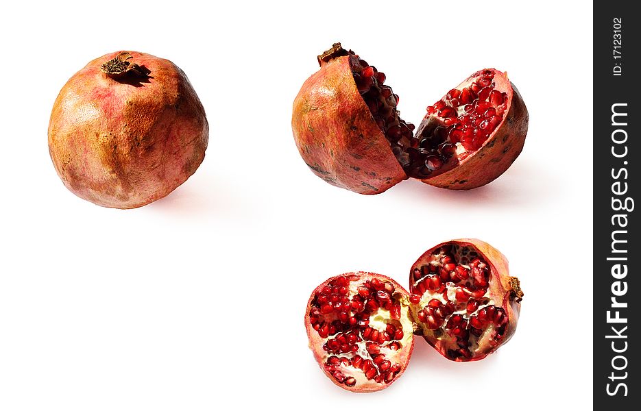 Pomegranate split revealing its inside. Pomegranate split revealing its inside