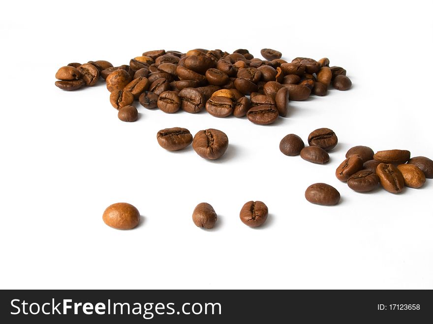 Coffee beans on white background