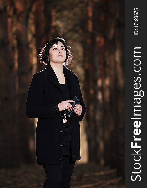 Woman in a beautiful spring forest. Woman in a beautiful spring forest