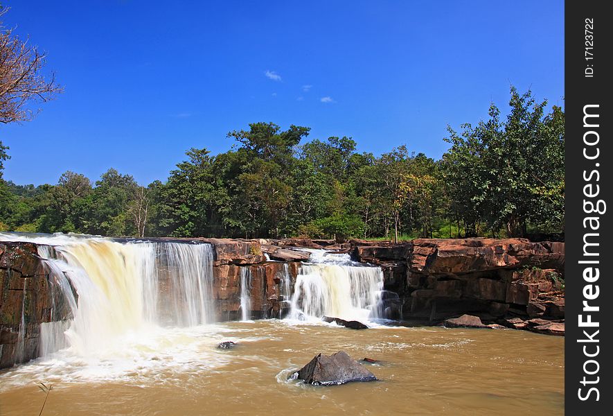 Waterfall Tadtone in climate forest of Thailand from top. Waterfall Tadtone in climate forest of Thailand from top