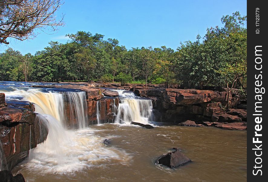 Beautiful scenic of waterfall Tadtone in climate forest of Thailand. Beautiful scenic of waterfall Tadtone in climate forest of Thailand