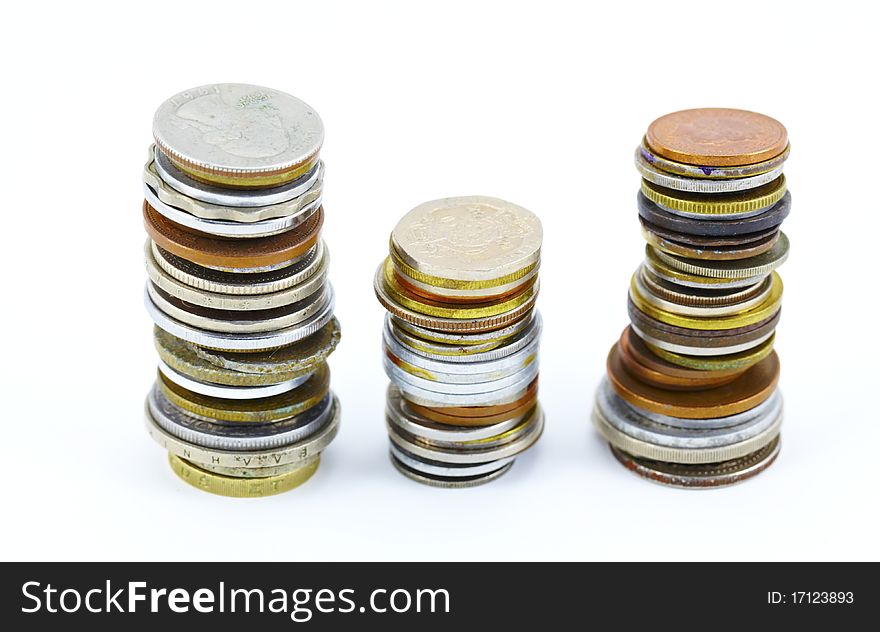 Different size and metal money coins. Different size and metal money coins