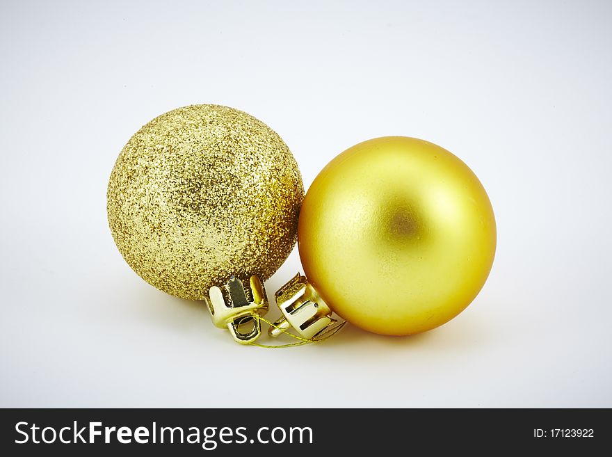 Two Golden Bulbs Of Christmas Decoration