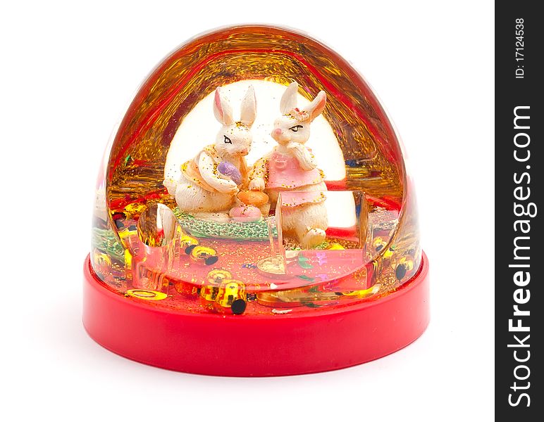 Christmas Toy With Two Rabbits