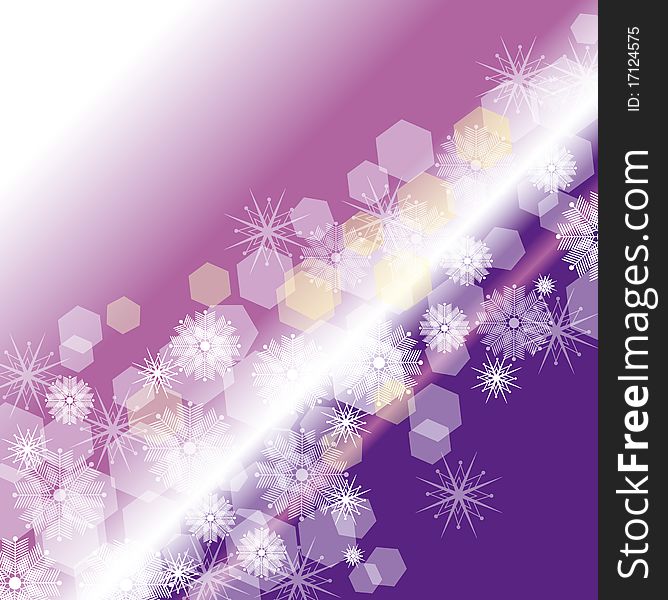 Snowflakes at the violet starry background