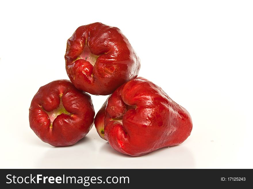 Rose apple on white background