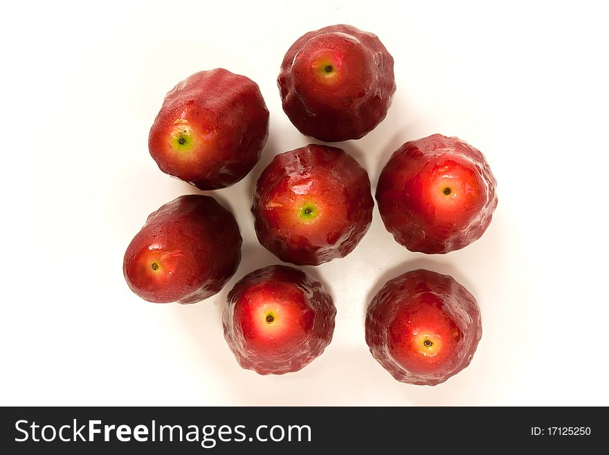 Rose apple on white background