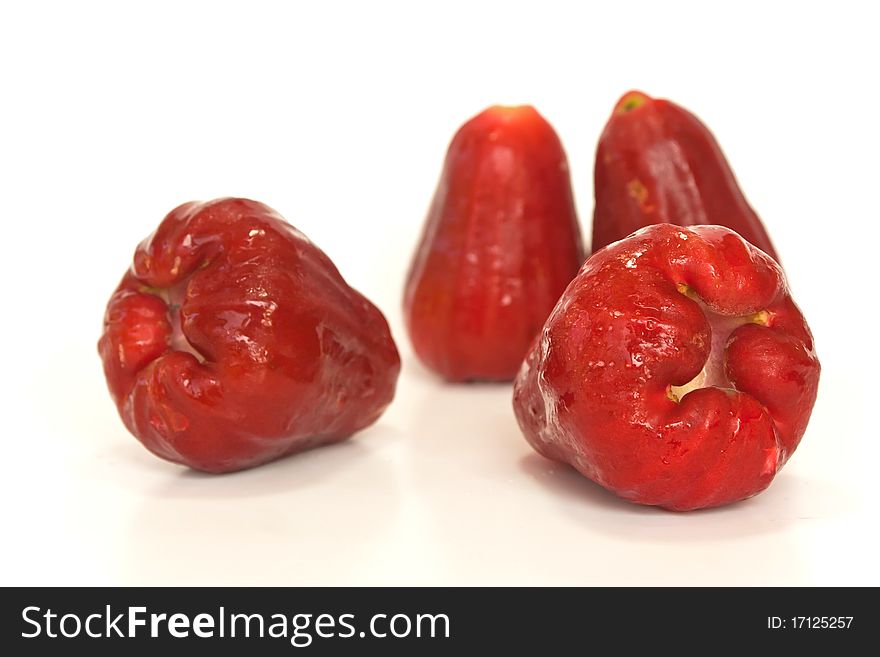 Rose apple on white background