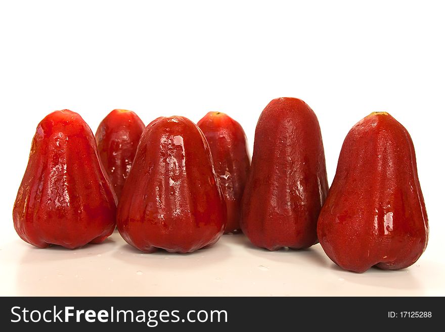 Rose apple on white background