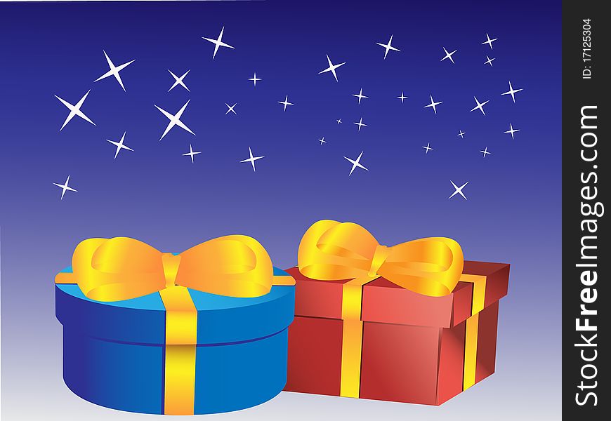 Gifts at night under the stars.This image is a illustration and can be scaled to any size without loss of resolution.