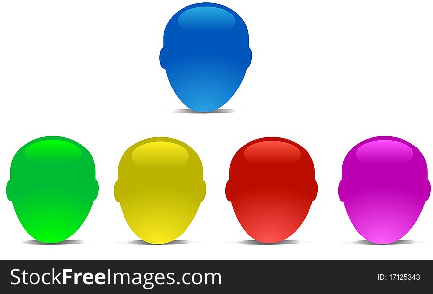 Set of head icons in color.This image is a illustration and can be scaled to any size without loss of resolution.