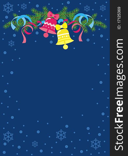 Christmas banner with snowflakes and bells