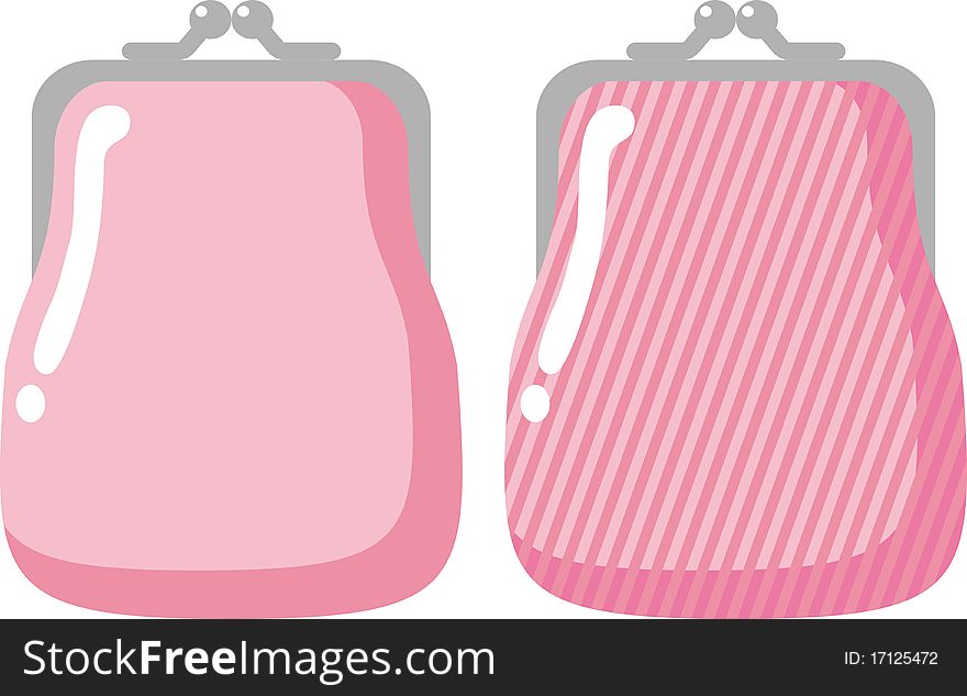 Two pink lady's purse for money. Two pink lady's purse for money