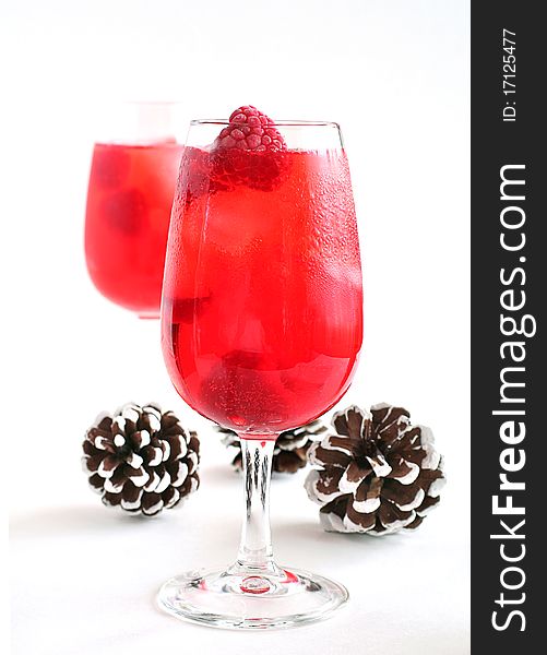 Refreshing Christmas-themed drink on white background. Refreshing Christmas-themed drink on white background