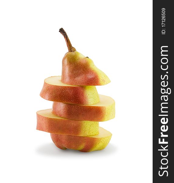 Pear sliced. isolated on a white background.