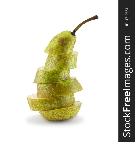 Pear sliced. isolated on a white background. Pear sliced. isolated on a white background.