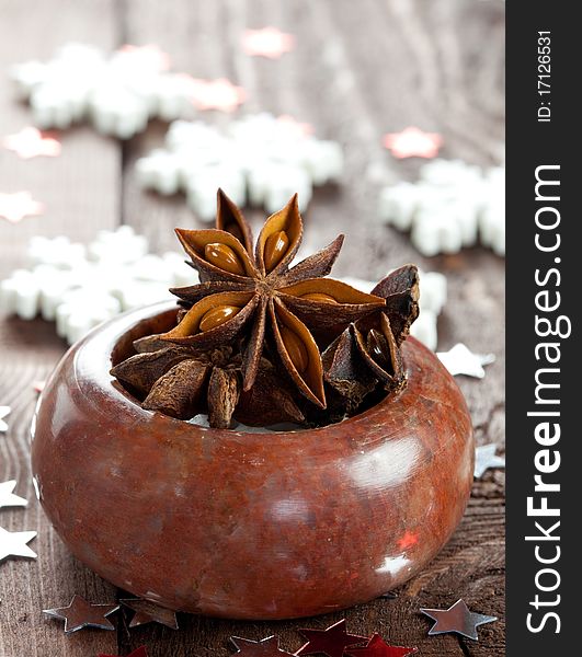 Star anise in a bowl