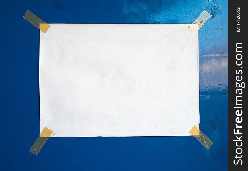 Blank white paper Attached with plastic tape