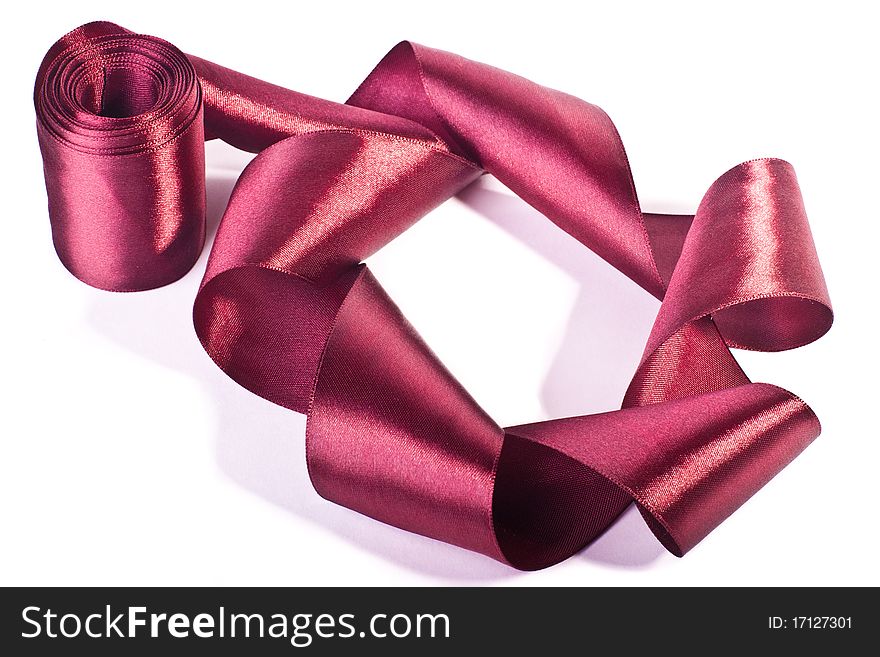 Burgundy satin ribbon in a roll