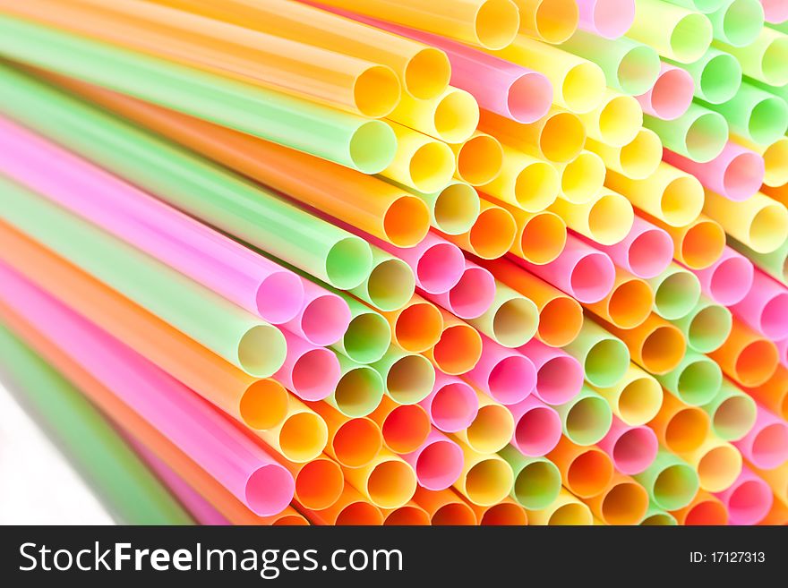 Macro of cocktail straws of different colors