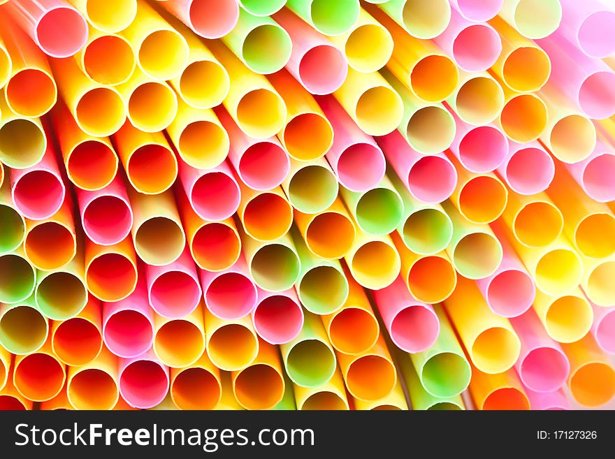 Macro of cocktail straws of different colors