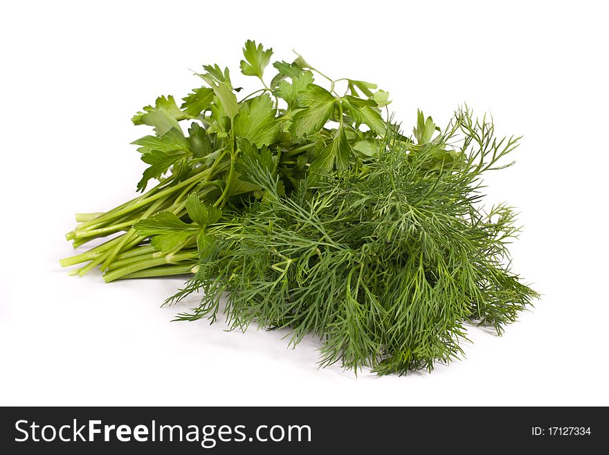 Bunch Of Fresh Green Dill And Parsley