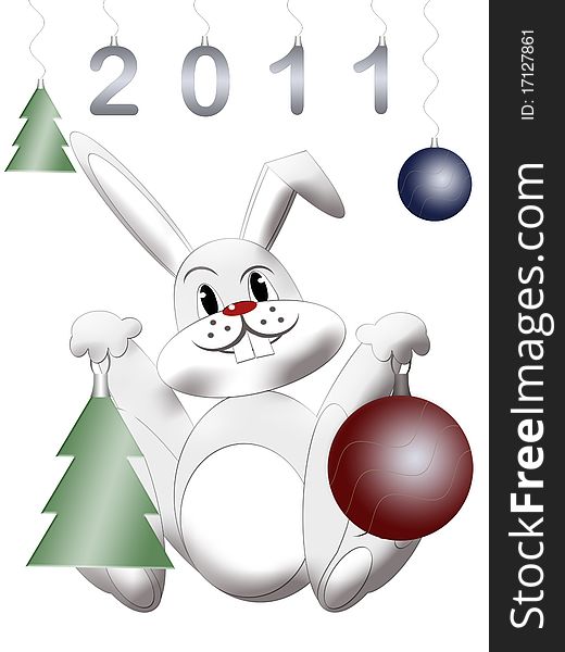 White rabbit symbol east chinese new 2011 year and new year balls