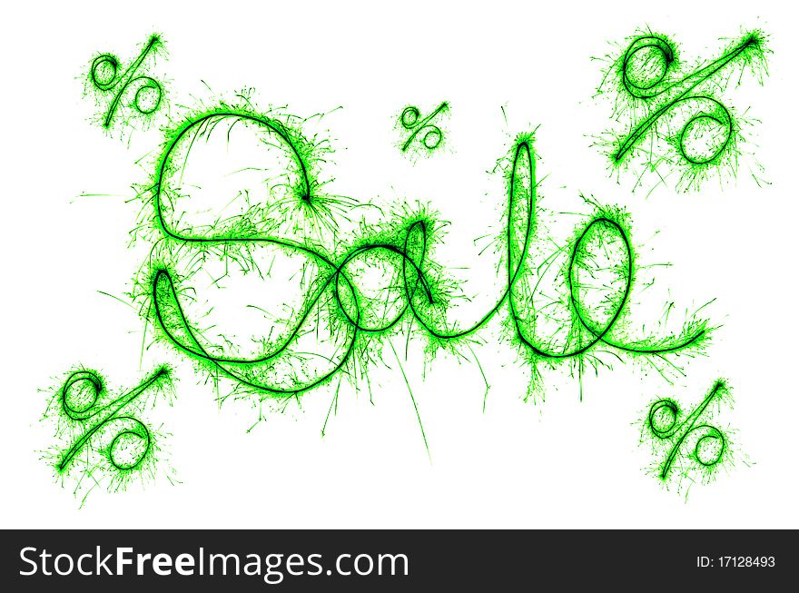 Sparkling inscription of sale on a white background