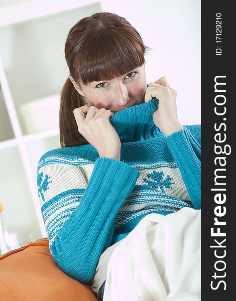 Woman In Knit Jumper