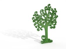 Green Tree With Shadow Stock Photo