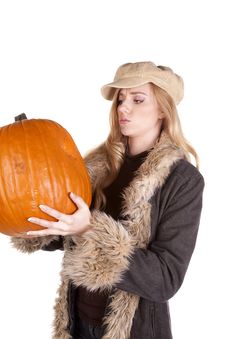 Wondering What To Do With Pumpkin Royalty Free Stock Image Wondering What To Do With Pumpkin Royalty Free Stock Image