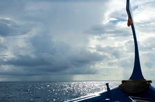 Maldivian Boat On The Ocean In An Overcast Day Stock Images Maldivian Boat On The Ocean In An Overcast Day Stock Images