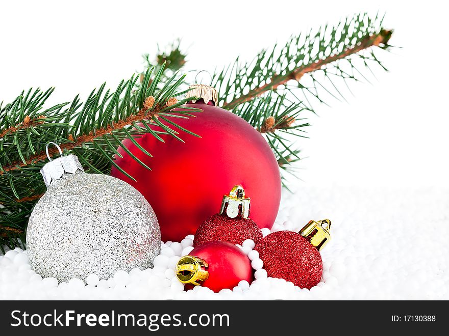 Christmas ball decorations isolated on white. Christmas ball decorations isolated on white