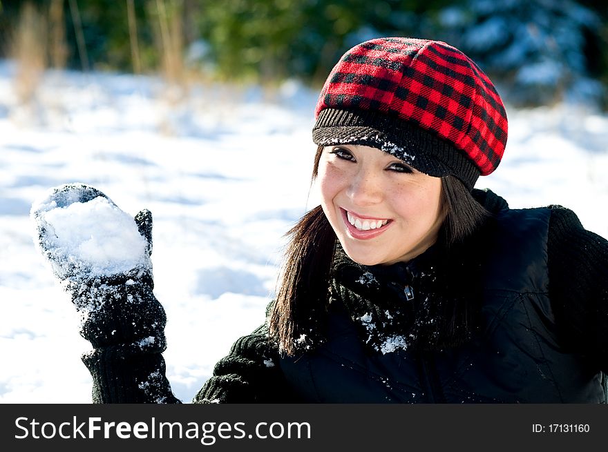 Cute young woman in the snow. Cute young woman in the snow