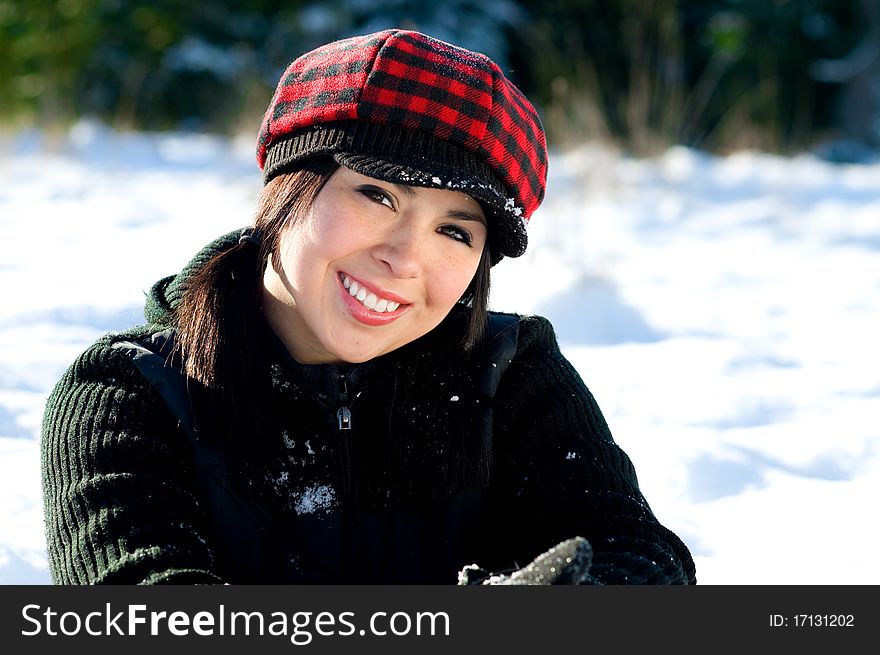 Cute young woman in the snow. Cute young woman in the snow