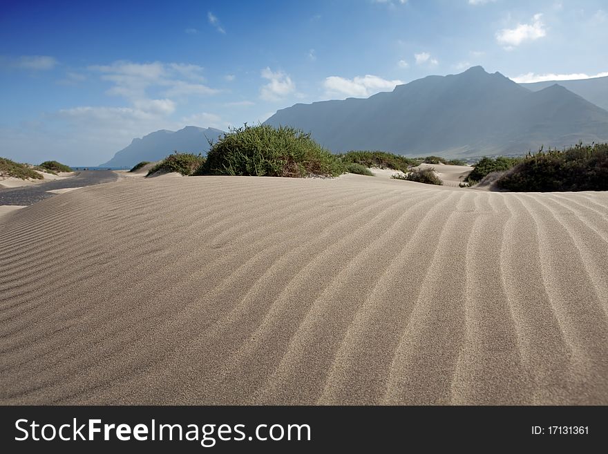 Sand dunes on Famara beach, Lanzarote