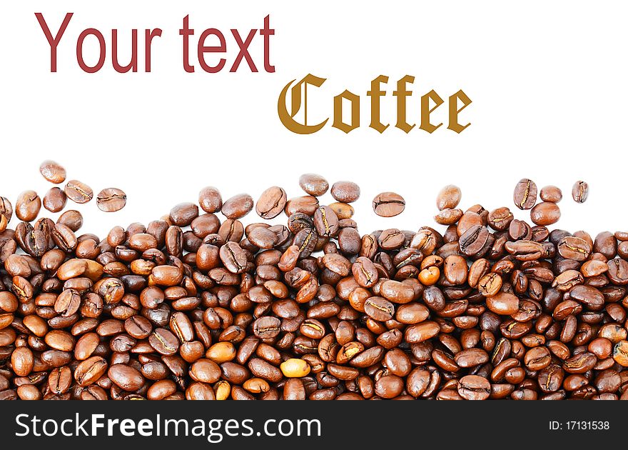 Black coffee beans on white background