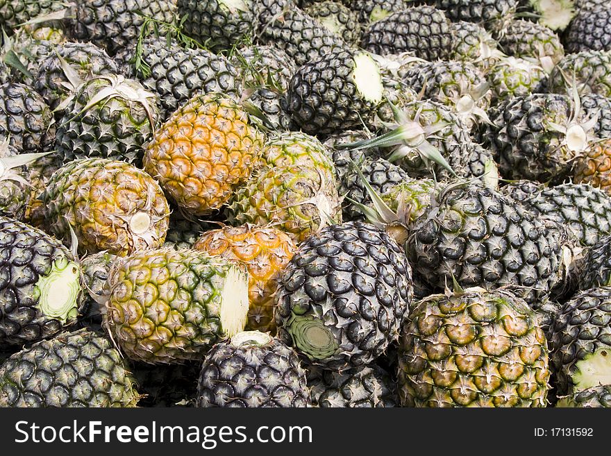 A close-up of a beautiful pineapple. A close-up of a beautiful pineapple