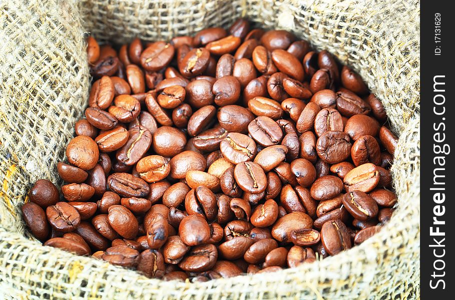 Black coffee beans on white background