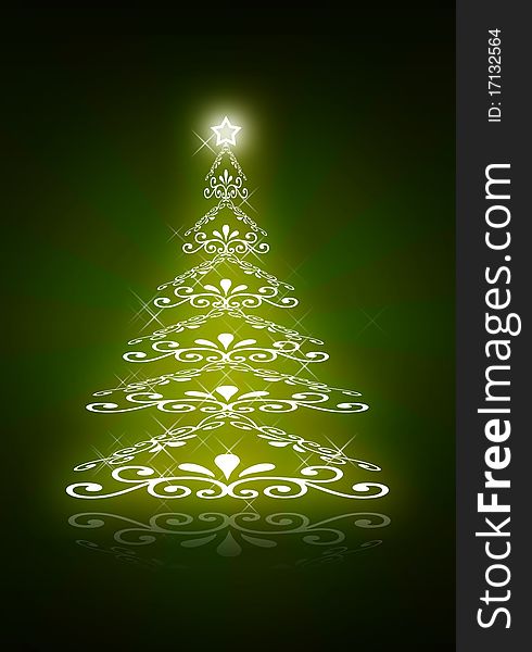 Abstract green christmas tree background.