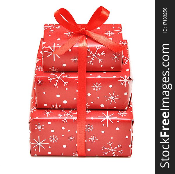 Christmas gift boxes isolated on the white background
