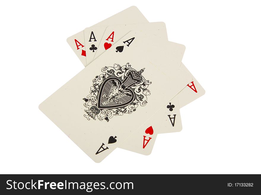 Four of a Kind Aces isolated on white background. Four of a Kind Aces isolated on white background