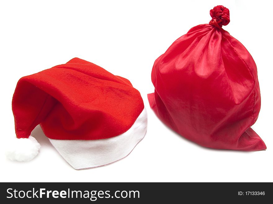 Bag and cap on white