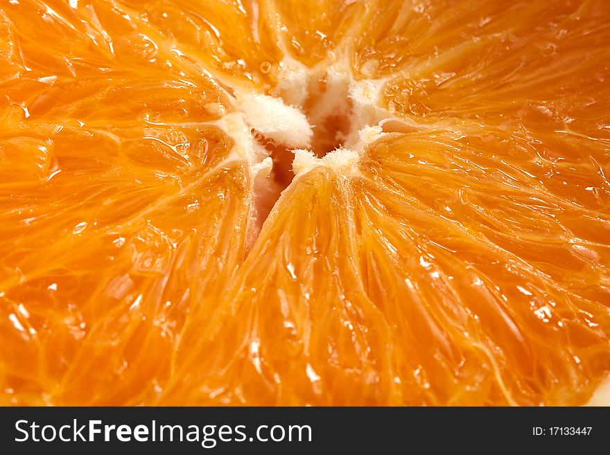 Tasty cut in half orange macro