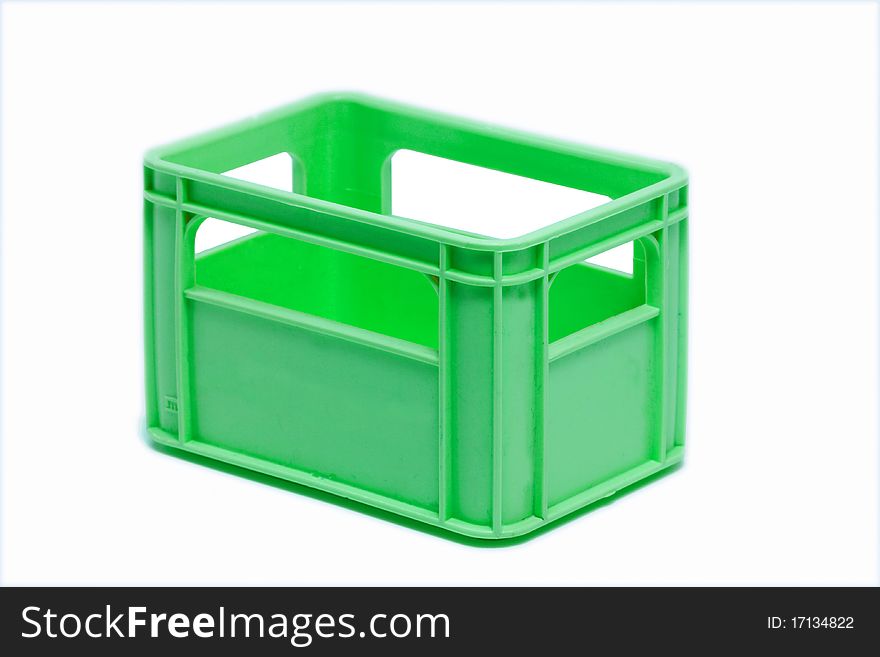 A green beer crate on white background