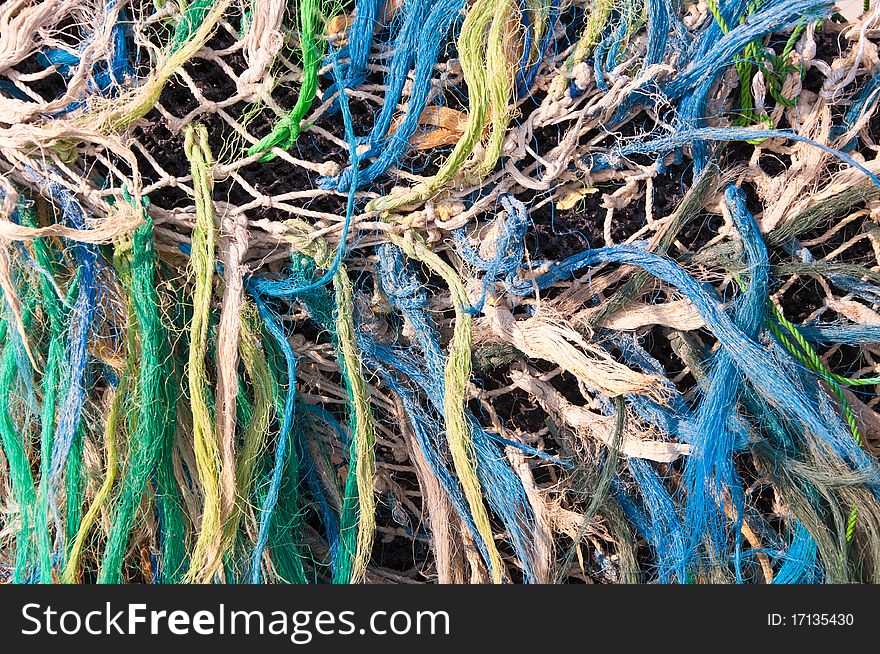 Abstract of colourful fishing nets.