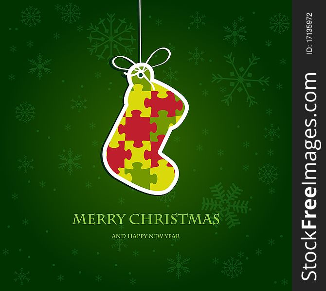 Christmas stocking from jigsaw puzzle