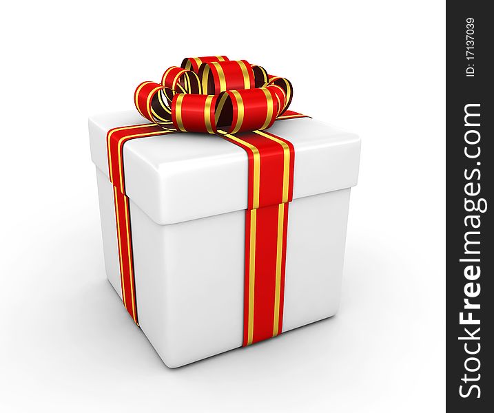 Gift box on the white background - 3d render. Gift box on the white background - 3d render